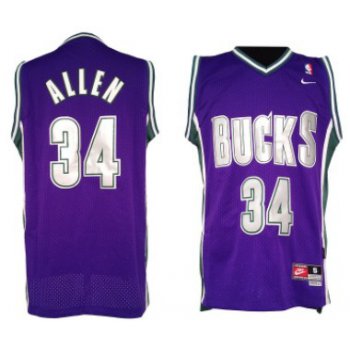 Milwaukee Bucks #34 Ray Allen Purple Swingman Throwback Jersey