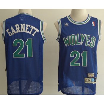 Minnesota Timberwolves #21 Kevin Garnett Blue Swingman Throwback Jersey