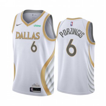 Nike Mavericks #6 Kristaps Porzingis White NBA Swingman 2020-21 City Edition Jersey