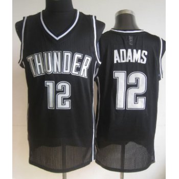 Oklahoma City Thunder #12 Steven Adams Black With White Swingman Jersey