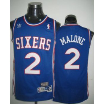 Philadelphia 76ers #2 Moses Malone Blue Swingman Throwback Jersey