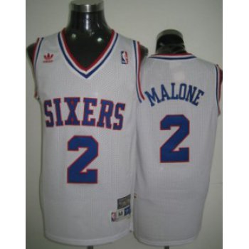 Philadelphia 76ers #2 Moses Malone White Swingman Throwback Jersey