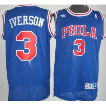 Philadelphia Sixers #3 Allen Iverson Blue With PHILA Swingman Throwback Jersey