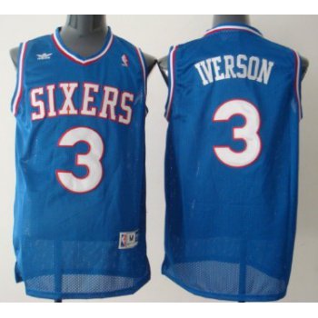 Philadelphia Sixers #3 Allen Iverson Blue With SIXERS Swingman Throwback Jersey