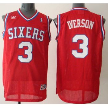 Philadelphia Sixers #3 Allen Iverson Red Swingman Throwback Jersey