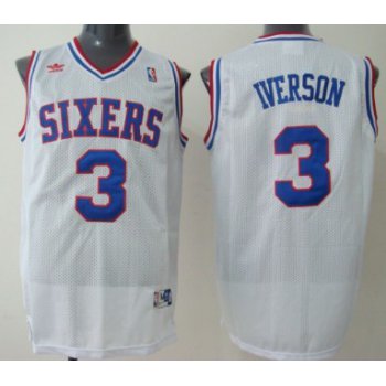 Philadelphia Sixers #3 Allen Iverson White Swingman Throwback Jersey