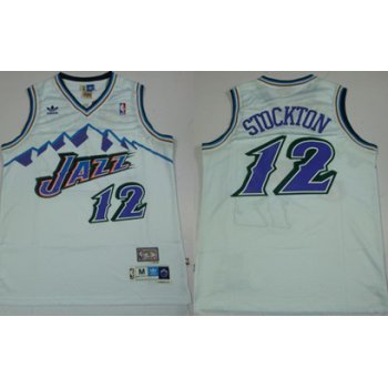 Utah Jazz #12 John Stockton Mountain White Throwback Swingman Jersey