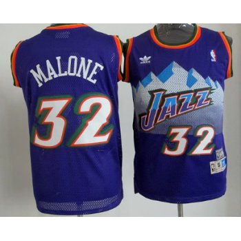 Utah Jazz #32 Karl Malone Mountain Purple Swingman Throwback Jersey