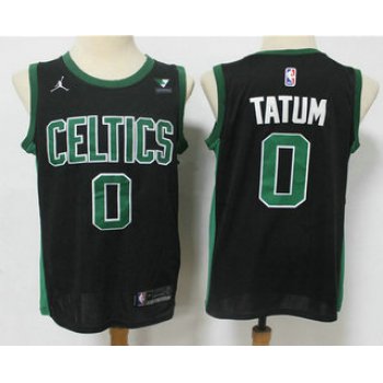 Men's Boston Celtics #0 Jayson Tatum Black 2021 Brand Jordan Swingman Stitched NBA Jersey With NEW Sponsor Logo