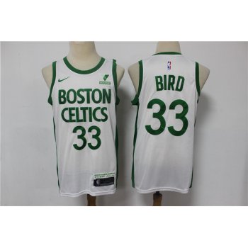 Men's Boston Celtics #33 Larry Bird White 2021 Nike City Edition Swingman Stitched NBA Jersey With The Sponsor Logo