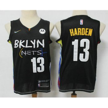 Men's Brooklyn Nets #13 James Harden NEW Black 2021 City Edition Swingman Stitched NBA Jersey With The NEW Sponsor Logo