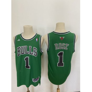 Men's Chicago Bulls #1 Derek Rose Revolution 30 Swingman Green Jersey