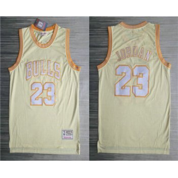 Men's Chicago Bulls #23 Michael Jordan Gold Hardwood Classics Soul Throwback Limited Jersey