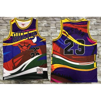 Men's Chicago Bulls #23 Michael Jordan Multi Color Hardwood Classics Soul Swingman Throwback Printed NBA Jersey