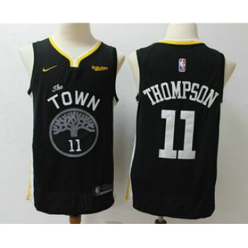 Men's Golden State Warriors #11 Klay Thompson Black 2019 Nike Swingman NEW Rakuten Logo Stitched NBA Jersey