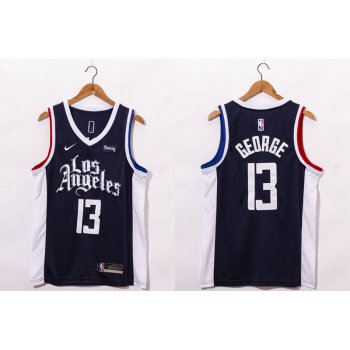 Men's Los Angeles Clippers #13 Paul George NEW Black Nike 2021 Swingman City Edition Jersey With NEW The Sponsor Logo