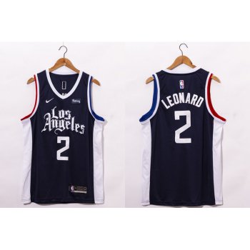 Men's Los Angeles Clippers #2 Kawhi Leonard NEW Black Nike 2021 Swingman City Edition Jersey With NEW The Sponsor Logo