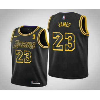 Men's Los Angeles Lakers #23 LeBron James 2020 NBA Finals Champions City Black Jersey