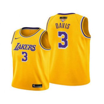 Men's Los Angeles Lakers #3 Anthony Davis 2020 Yellow Finals Stitched NBA Jersey