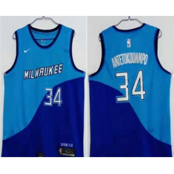 Men's Milwaukee Bucks #34 Giannis Antetokounmpo Blue Nike 2021 Swingman Stitched NBA Jersey