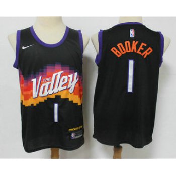 Men's Phoenix Suns #1 Devin Booker Black 2021 City Edition NBA Swingman Jersey