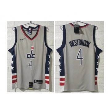 Men's Washington Wizards #4 Russell Westbrook NEW Grey 2021 City Edition NBA Swingman Jersey