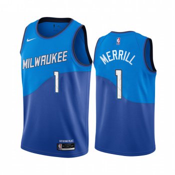 Nike Bucks #1 Sam Merrill Blue NBA Swingman 2020-21 City Edition Jersey