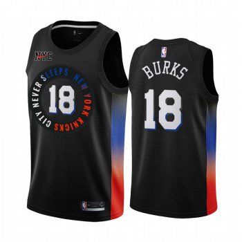 Nike Knicks #18 Alec Burks Black NBA Swingman 2020-21 City Edition Jersey