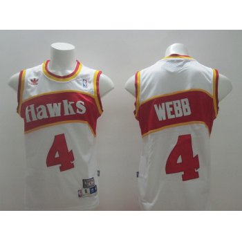 Atlanta Hawks #4 Spud Webb White Swingman Throwback Jersey