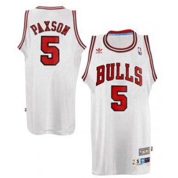 Chicago Bulls #5 John Paxson White Swingman Throwback Jersey