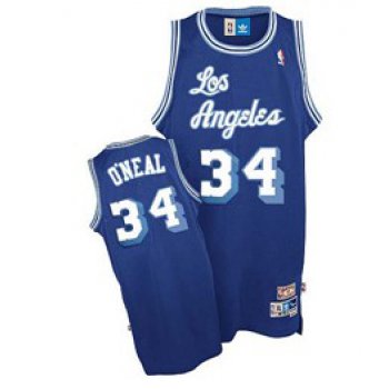 Los Angeles Lakers #34 Shaquille O'neal Blue Swingman Throwback Jersey