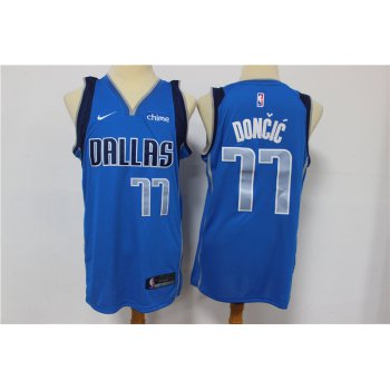 Men's Dallas Mavericks #77 Luka Doncic Light Blue 2020 NBA Swingman Stitched NBA Jersey With NEW Sponsor Logo