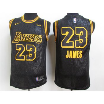 Men's Los Angeles Lakers #23 LeBron James Black NEW 2021 Nike City Edition Wish Patch Stitched Jersey