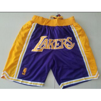 Men's Los Angeles Lakers Purple Yellow With Lakers Nike Swingman Printed NBA Shorts