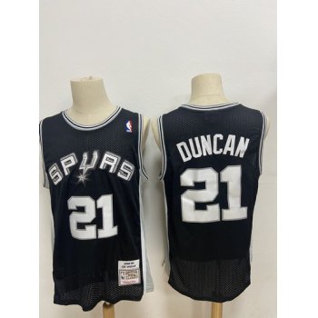 Men's San Antonio Spurs #21 Tim Duncan Black Hardwood Classics Soul Swingman Throwback Jersey