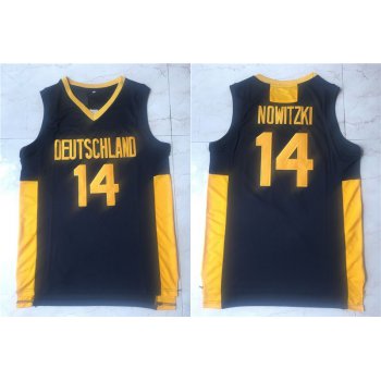 Men's The Movie Deutschland #14 Dirk Nowitzki Navy Blue College Basketball Jersey