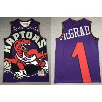 Men's Toronto Raptors #1 Tracy McGrady Purple Big Face Mitchell Ness Hardwood Classics Soul Swingman Throwback Jersey