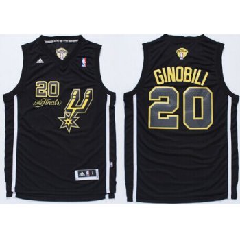 San Antonio Spurs #20 Manu Ginobili Revolution 30 Swingman 2014 The Finals Black/Gold Jersey