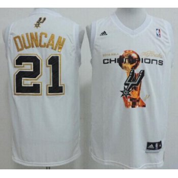 San Antonio Spurs #21 Tim Duncan Revolution 30 Swingman 2014 Champions White Jersey