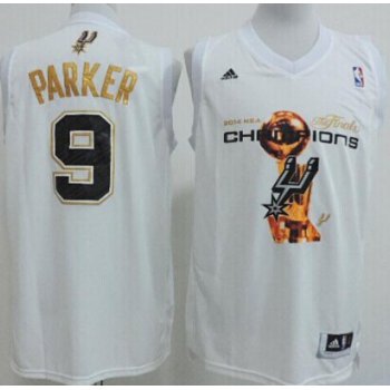 San Antonio Spurs #9 Tony Parker Revolution 30 Swingman 2014 Champions White Jersey