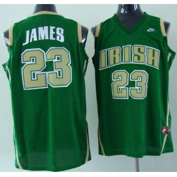 The Fighting Irish #23 Lebron James Green Jersey