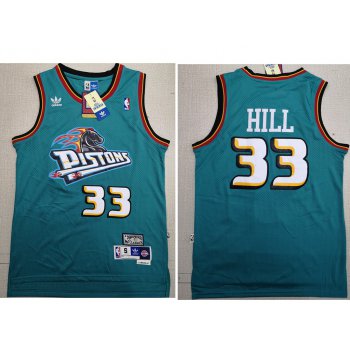 Detroit Pistons 33 Grant Hill Swingman Green Throwback Adidas Jersey