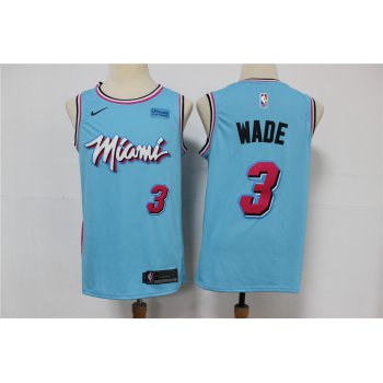 Heat 3 Dwyane Wade Light Blue 2020 Nike City Edition Swingman Jersey