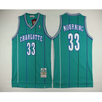 Men's Charlotte Hornets #33 Alonzo Mourning 1992-93 Blue Hardwood Classics Soul Swingman Throwback Jersey