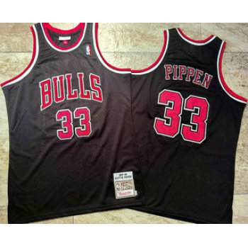 Men's Chicago Bulls #33 Scottie Pippen 1997-98 Black Hardwood Classics Soul AU Throwback Jersey