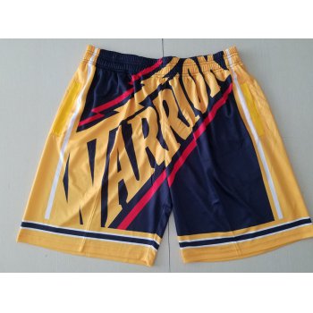 Men's Golden State Warriors Black Big Face Mitchell Ness Hardwood Classics Soul Swingman Throwback Shorts