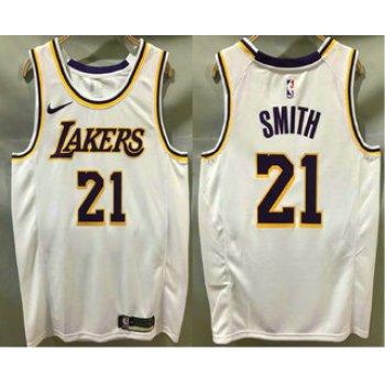 Men's Los Angeles Lakers #21 JR Smith White 2020 Nike Swingman Printed NBA Jersey