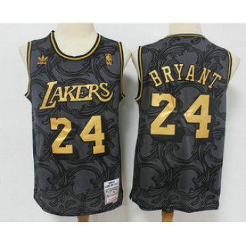 Men's Los Angeles Lakers #24 Kobe Bryant Black Golden Hardwood Classics Soul Swingman Throwback Jersey