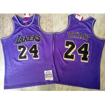 Men's Los Angeles Lakers #24 Kobe Bryant Purple 2007-08 Hardwood Classics Soul AU Throwback Jersey