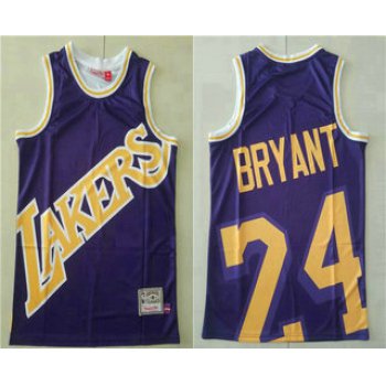 Men's Los Angeles Lakers #24 Kobe Bryant Purple Big Face Mitchell Ness Hardwood Classics Soul Swingman Throwback Jersey